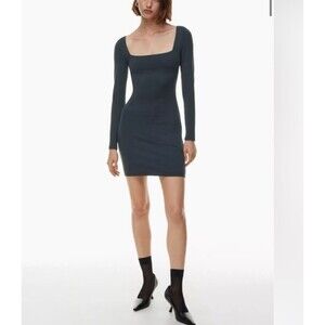 Babaton Aritzia‎ Size-XL/TG Mini Dress Contour Long Sleeve Squareneck Black $88